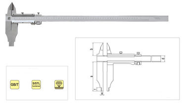 0 mm - 300 mm Buka Blokir Stainless Steel panggil Vernier Caliper Dengan Nib Gaya dan Standard Jaws