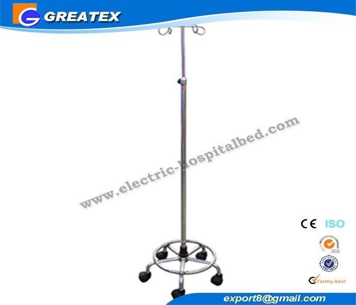 Adjustable Stainless Steel Rumah Sakit Ponsel IV Pole berdiri / IV Drip Pole