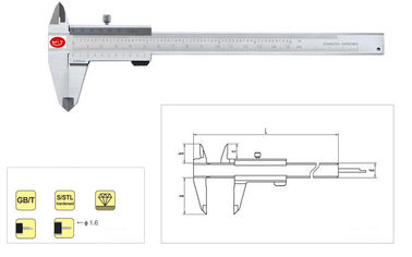 0 mm - 200 mm Empat-cara Stainless Steel Caliper Dengan Metric dan Inch Scales